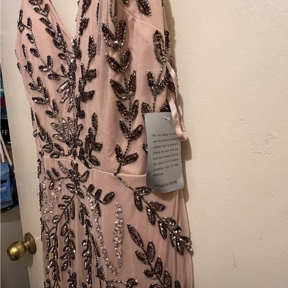 NWT Marina Beaded V-Neck Gown -Blush - Picture 4 of 6